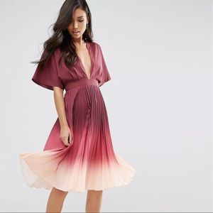 ASOS Purple Ombré Pleated Kaftan Midi Dress NWT Womens Size 6